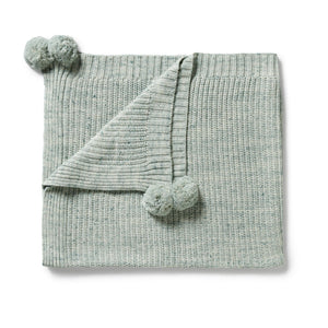 WILSON & FRENCHY Organic Knitted Blanket - Moss Speckle BABY BLANKET - Zabecca Living