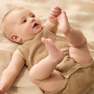 WILSON & FRENCHY Organic Knitted Bodysuit - Oat Toddler Clothing - Zabecca Living