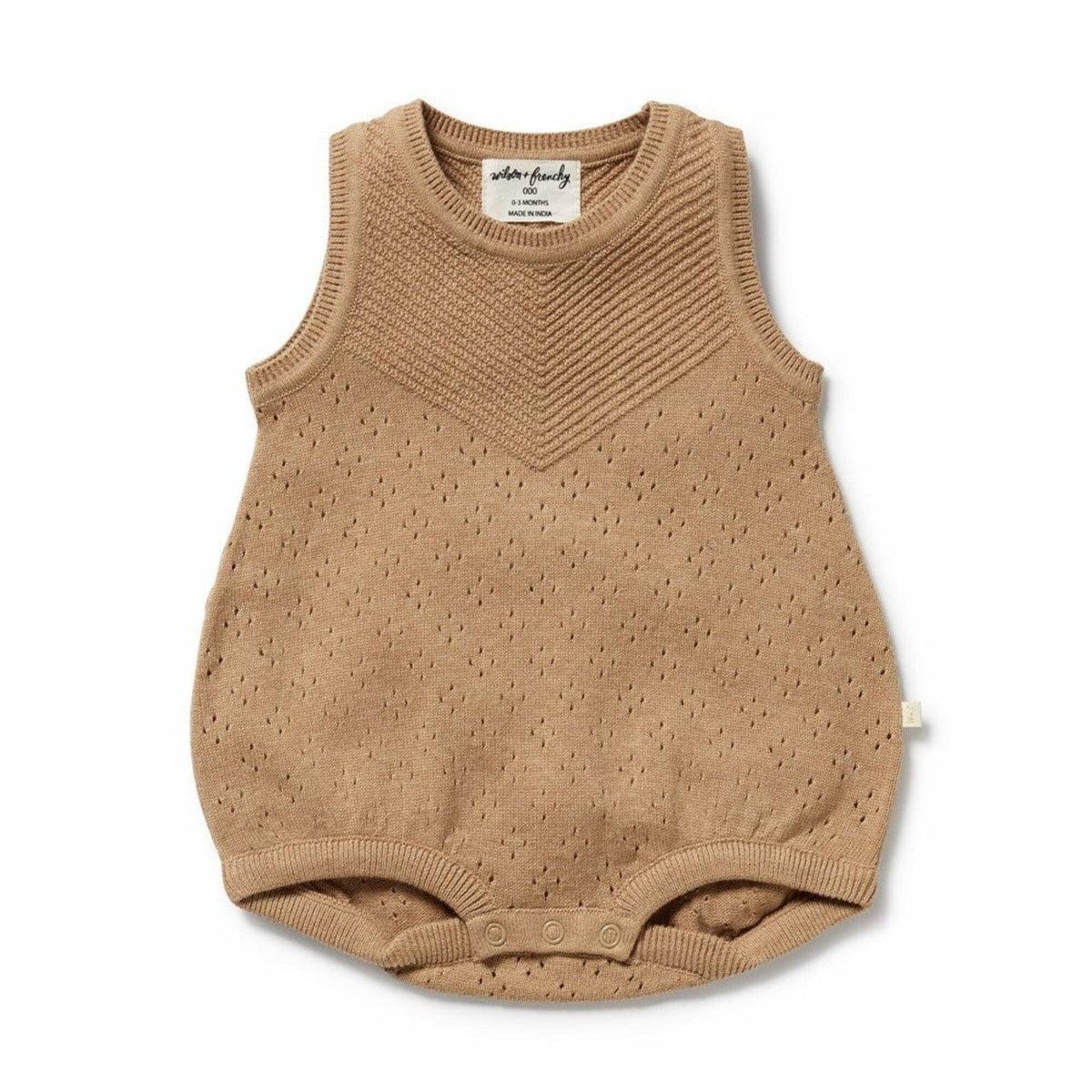 WILSON &amp; FRENCHY Organic Knitted Bodysuit - Oat Toddler Clothing - Zabecca Living