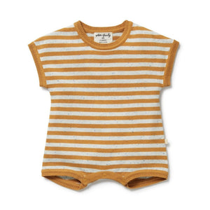 WILSON & FRENCHY Organic Knitted Growsuit - Golden Wave Stripe Toddler Clothing - Zabecca Living