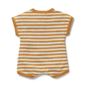 WILSON & FRENCHY Organic Knitted Growsuit - Golden Wave Stripe Toddler Clothing - Zabecca Living