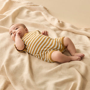WILSON & FRENCHY Organic Knitted Growsuit - Golden Wave Stripe Toddler Clothing - Zabecca Living