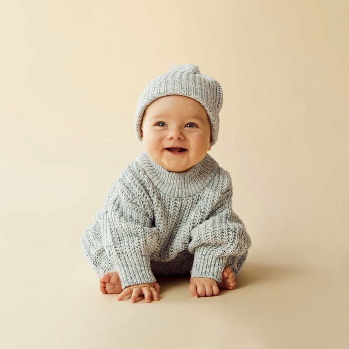 WILSON &amp; FRENCHY Organic Knitted Hat - Moss Speckle KIDS HAT - Zabecca Living