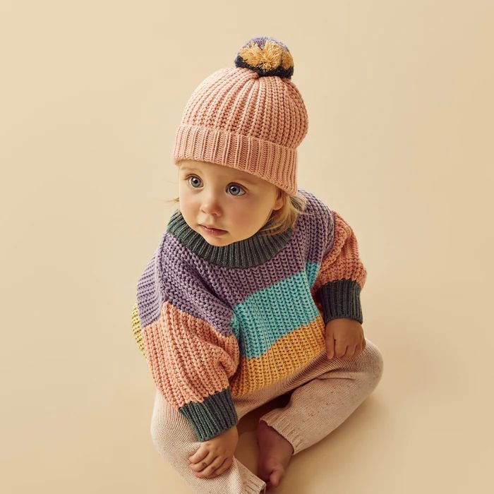 WILSON &amp; FRENCHY Organic Knitted Hat - Rainbow KIDS HAT - Zabecca Living