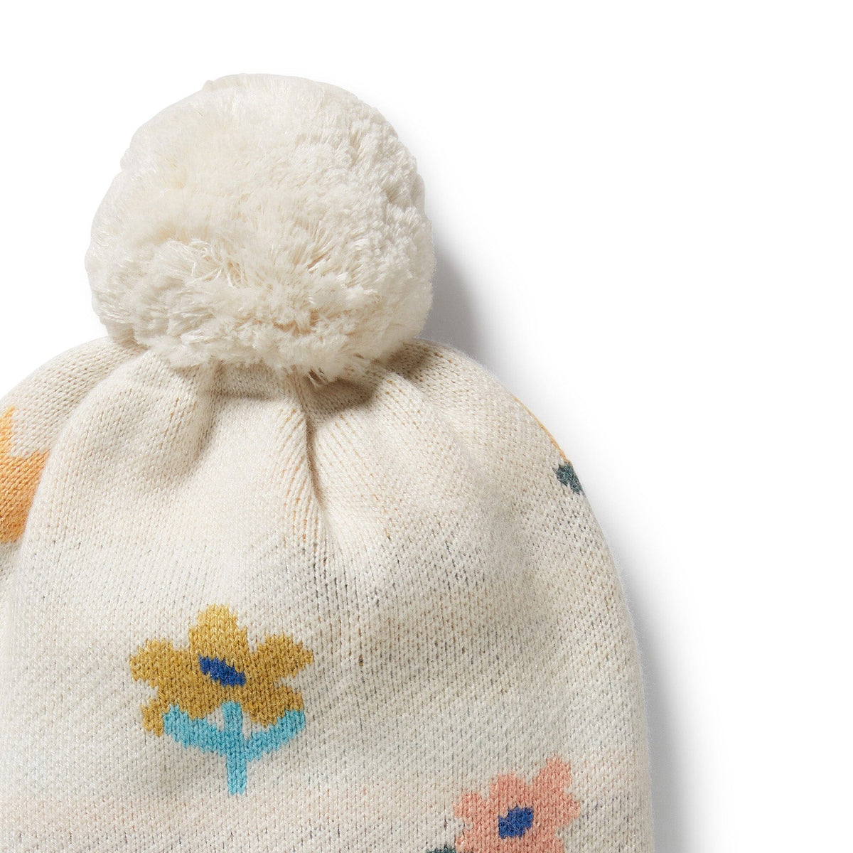 WILSON &amp; FRENCHY Organic Knitted Jacquard Hat - Flower Pop KIDS HAT - Zabecca Living