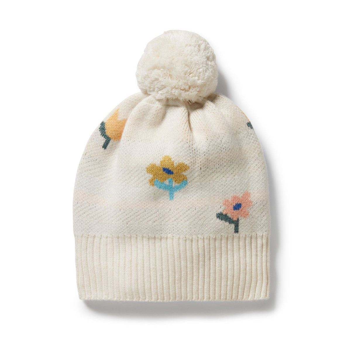 WILSON &amp; FRENCHY Organic Knitted Jacquard Hat - Flower Pop KIDS HAT - Zabecca Living