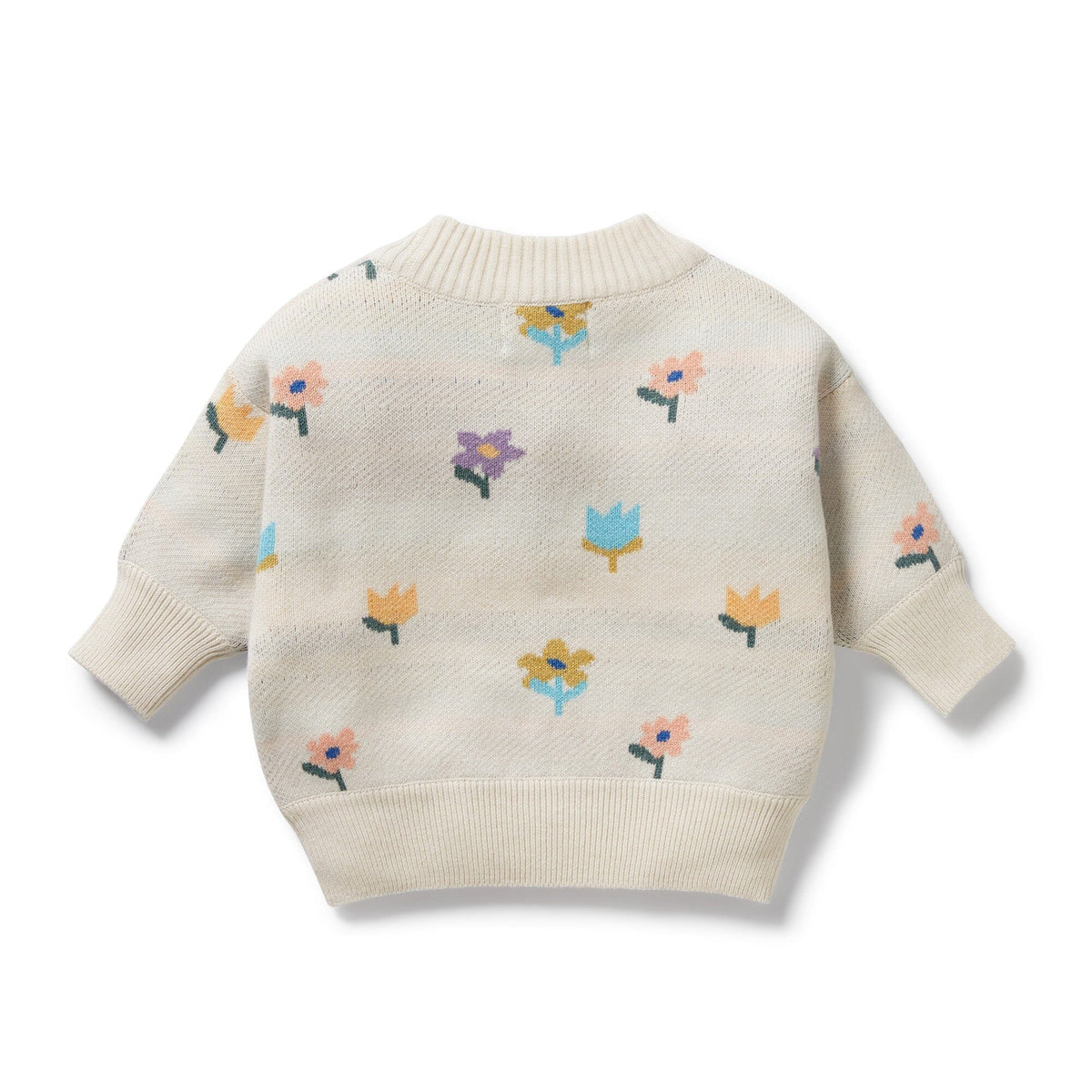WILSON &amp; FRENCHY Organic Knitted Jacquard Jumper - Flower Pop Toddler Clothing - Zabecca Living