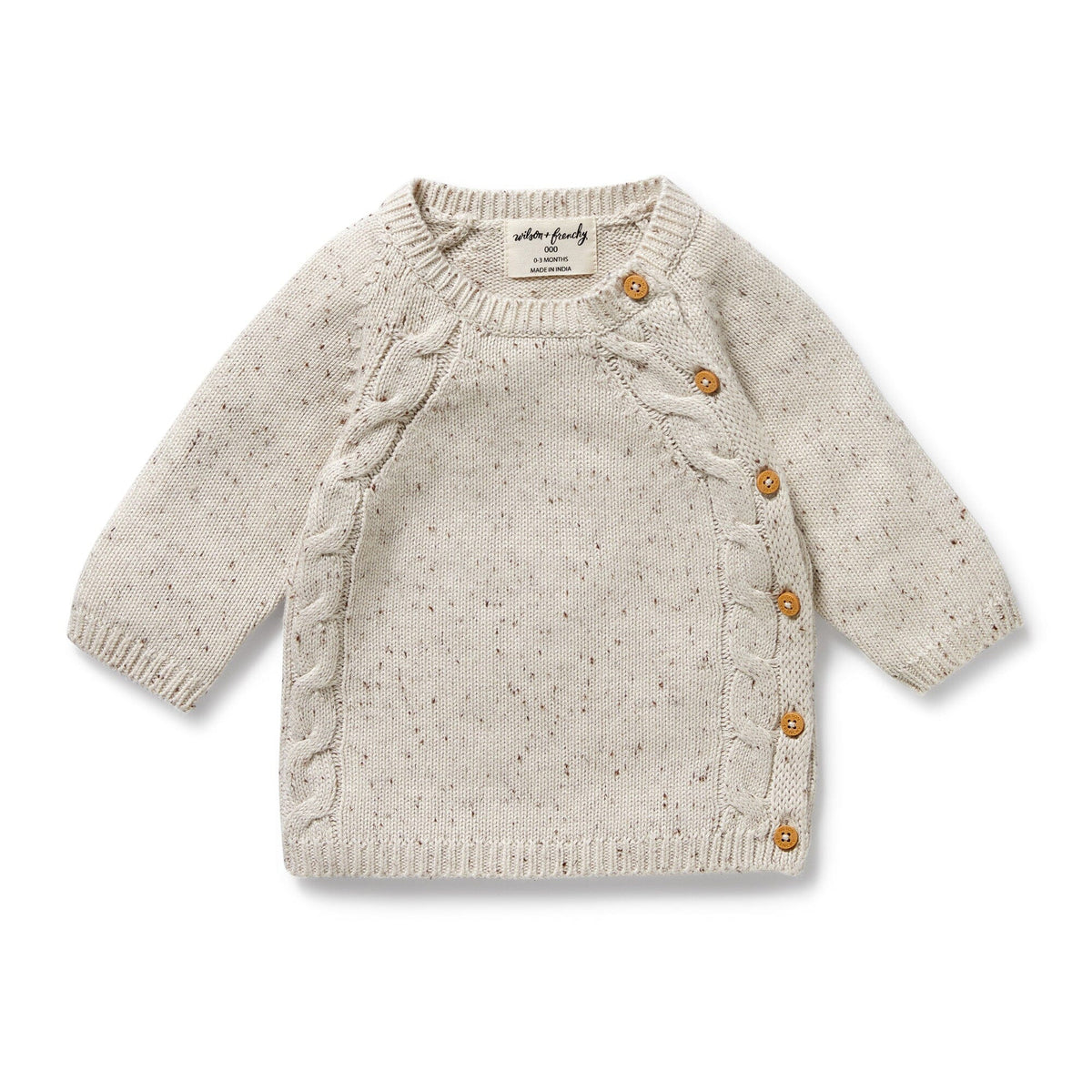 WILSON &amp; FRENCHY Organic Knitted Kimono Cardigan - Cookie and Cream BABY CLOTHING - Zabecca Living