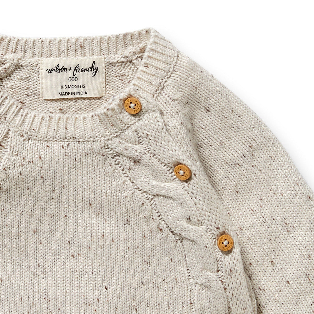 WILSON &amp; FRENCHY Organic Knitted Kimono Cardigan - Cookie and Cream BABY CLOTHING - Zabecca Living