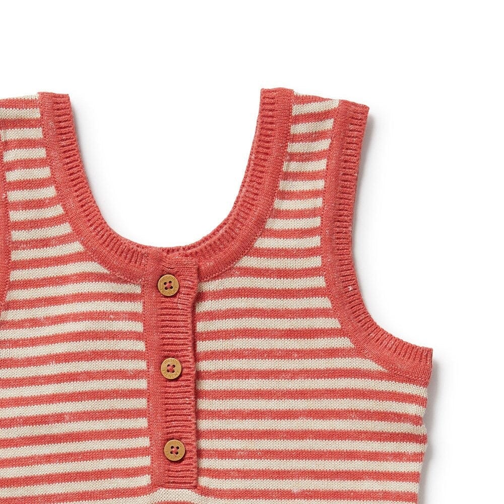 WILSON &amp; FRENCHY Organic Knitted Stripe Playsuit - Strawberry Swirl Toddler Clothing - Zabecca Living