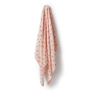 WILSON & FRENCHY Organic Muslin - Strawberry Kisses BABY BLANKET - Zabecca Living