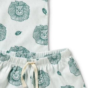 WILSON & FRENCHY Organic Pointelle Short Sleeve Pyjamas - Little Lion BABY CLOTHING - Zabecca Living