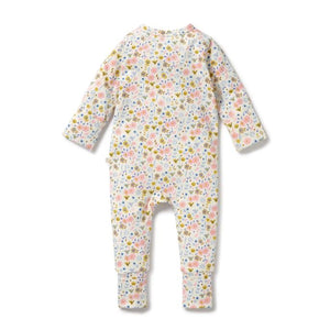 WILSON & FRENCHY Organic Pointelle Zipsuit with Feet - Ava Floral BABY CLOTHING - Zabecca Living