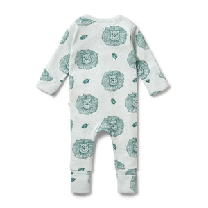 WILSON & FRENCHY Organic Pointelle Zipsuit with Feet - Little Lion BABY CLOTHING - Zabecca Living