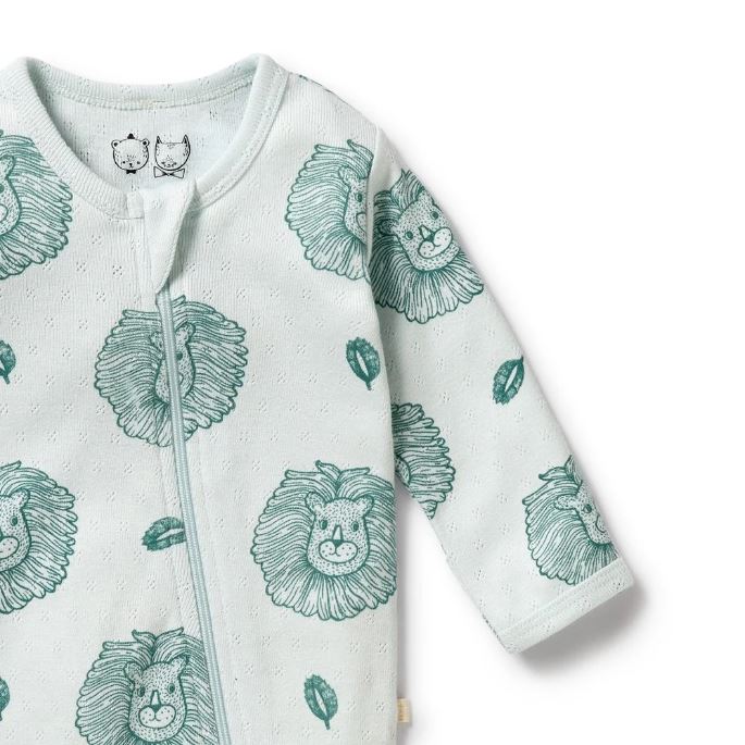 WILSON &amp; FRENCHY Organic Pointelle Zipsuit with Feet - Little Lion BABY CLOTHING - Zabecca Living