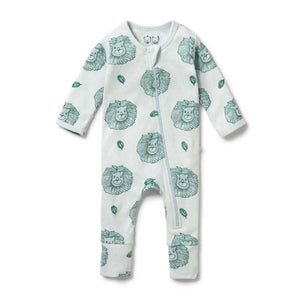 WILSON & FRENCHY Organic Pointelle Zipsuit with Feet - Little Lion BABY CLOTHING - Zabecca Living