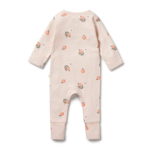 WILSON & FRENCHY Organic Pointelle Zipsuit with Feet - Peaches BABY CLOTHING - Zabecca Living