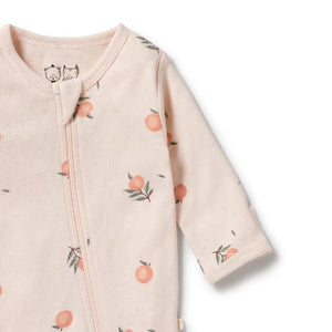 WILSON & FRENCHY Organic Pointelle Zipsuit with Feet - Peaches BABY CLOTHING - Zabecca Living