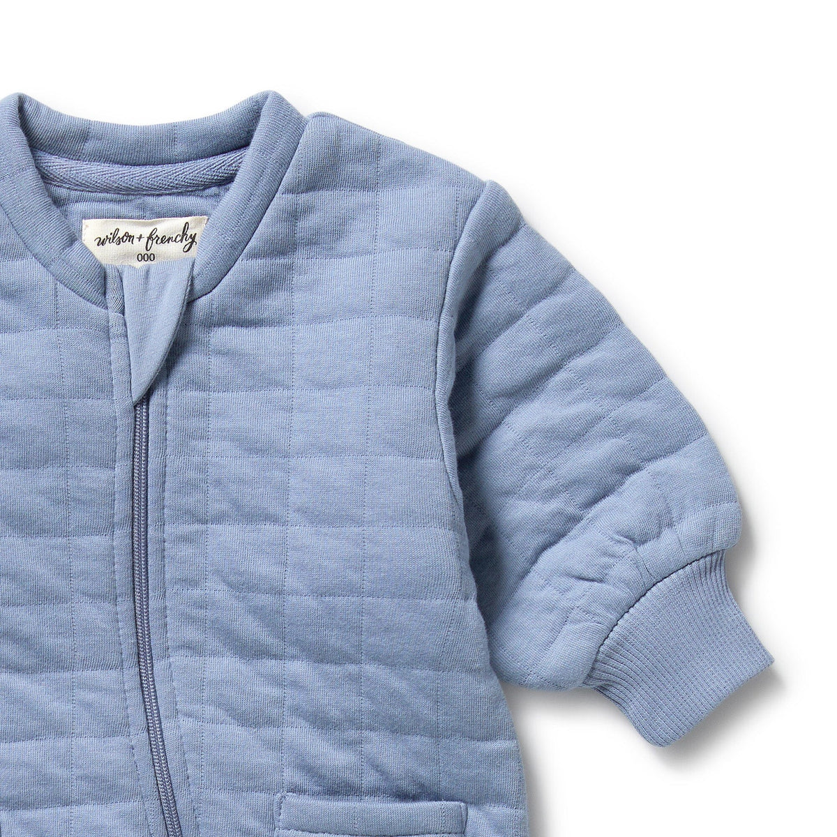 WILSON &amp; FRENCHY Organic Quilted Growsuit - Sky Blue BABY CLOTHING - Zabecca Living
