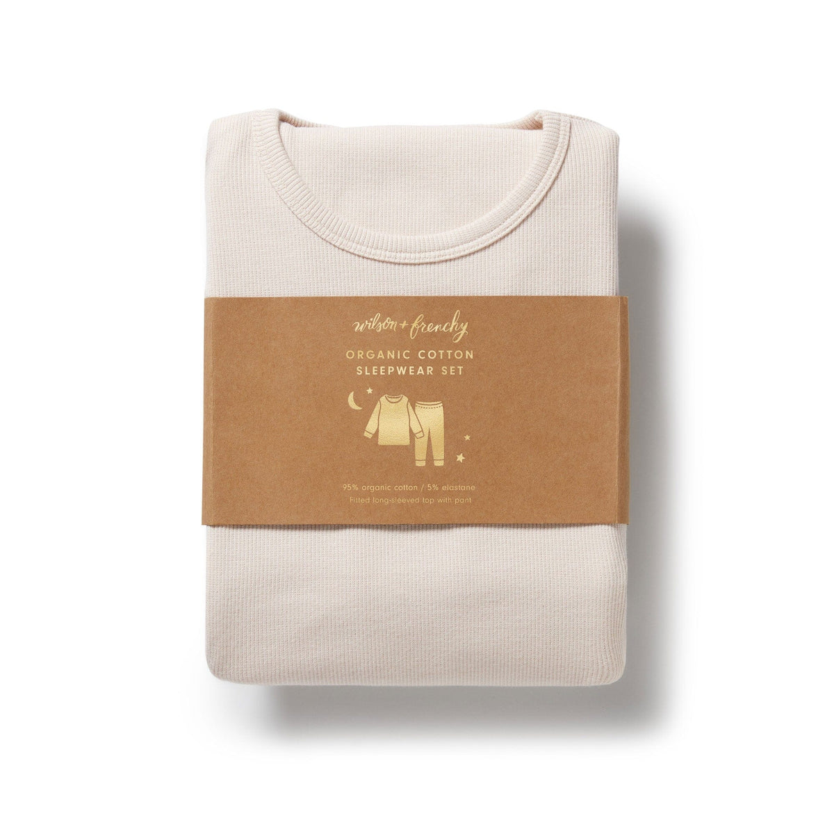 WILSON &amp; FRENCHY Organic Rib Long Sleeved Pyjamas - Dusty Rose Kids Pyjamas - Zabecca Living