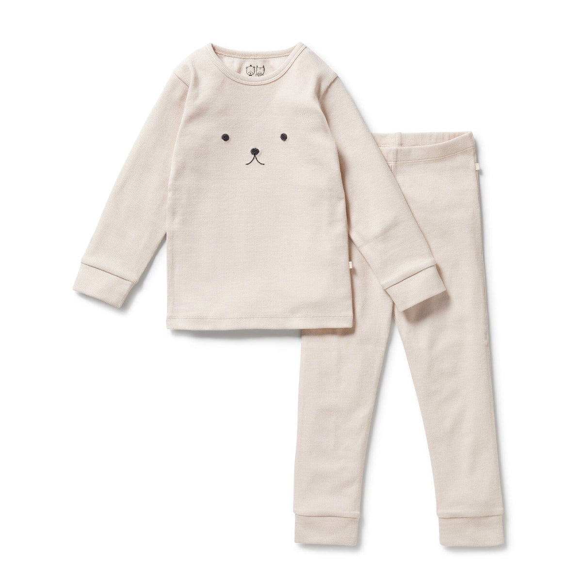 WILSON &amp; FRENCHY Organic Rib Long Sleeved Pyjamas - Dusty Rose Kids Pyjamas - Zabecca Living