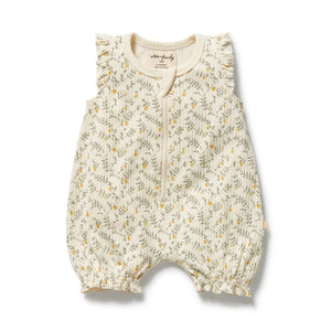 WILSON & FRENCHY Organic Ruffle Zipsuit - Lemon Leaf Toddler Clothing - Zabecca Living