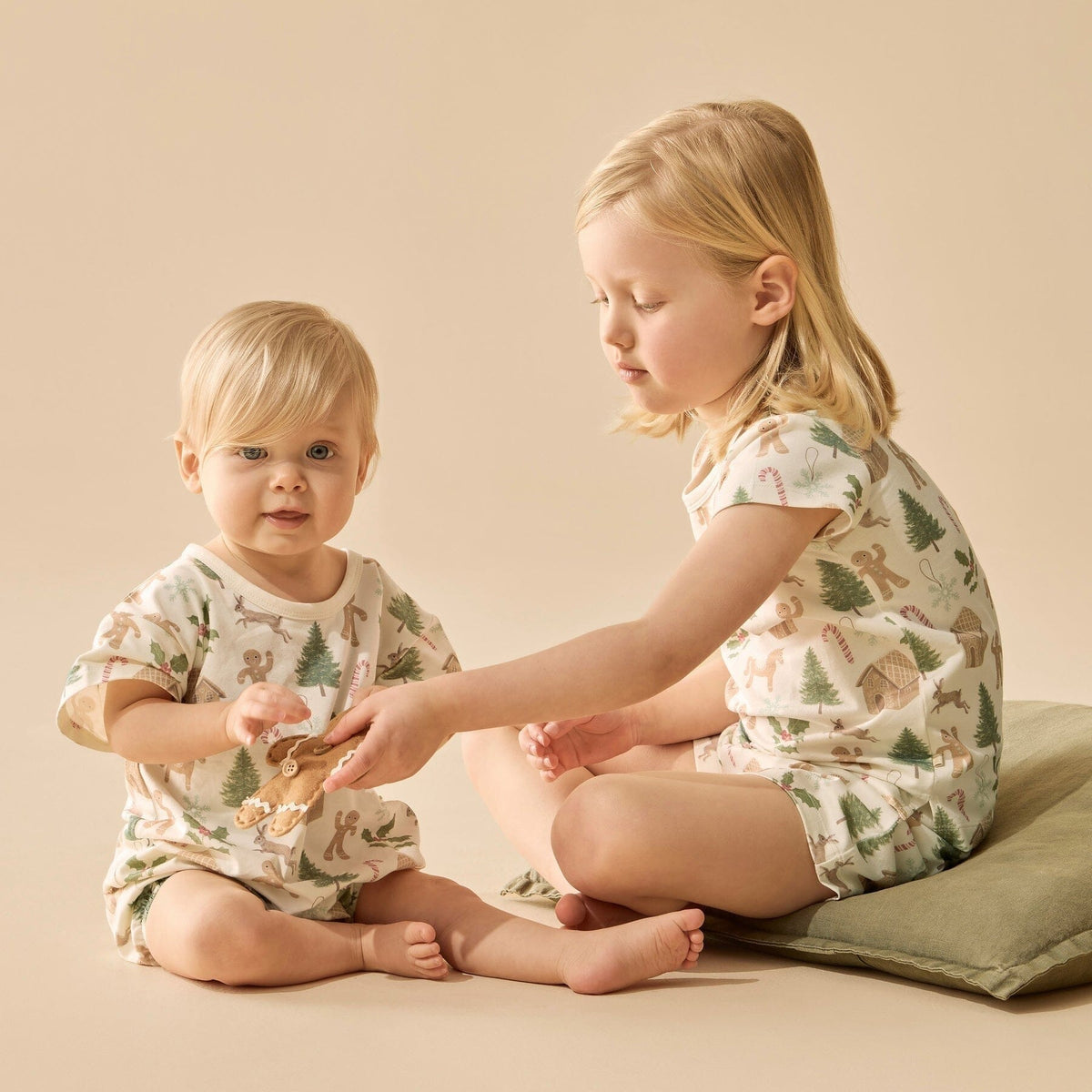 WILSON &amp; FRENCHY Organic Short Sleeved Pyjamas - Holly Jolly Magic Toddler Clothing - Zabecca Living