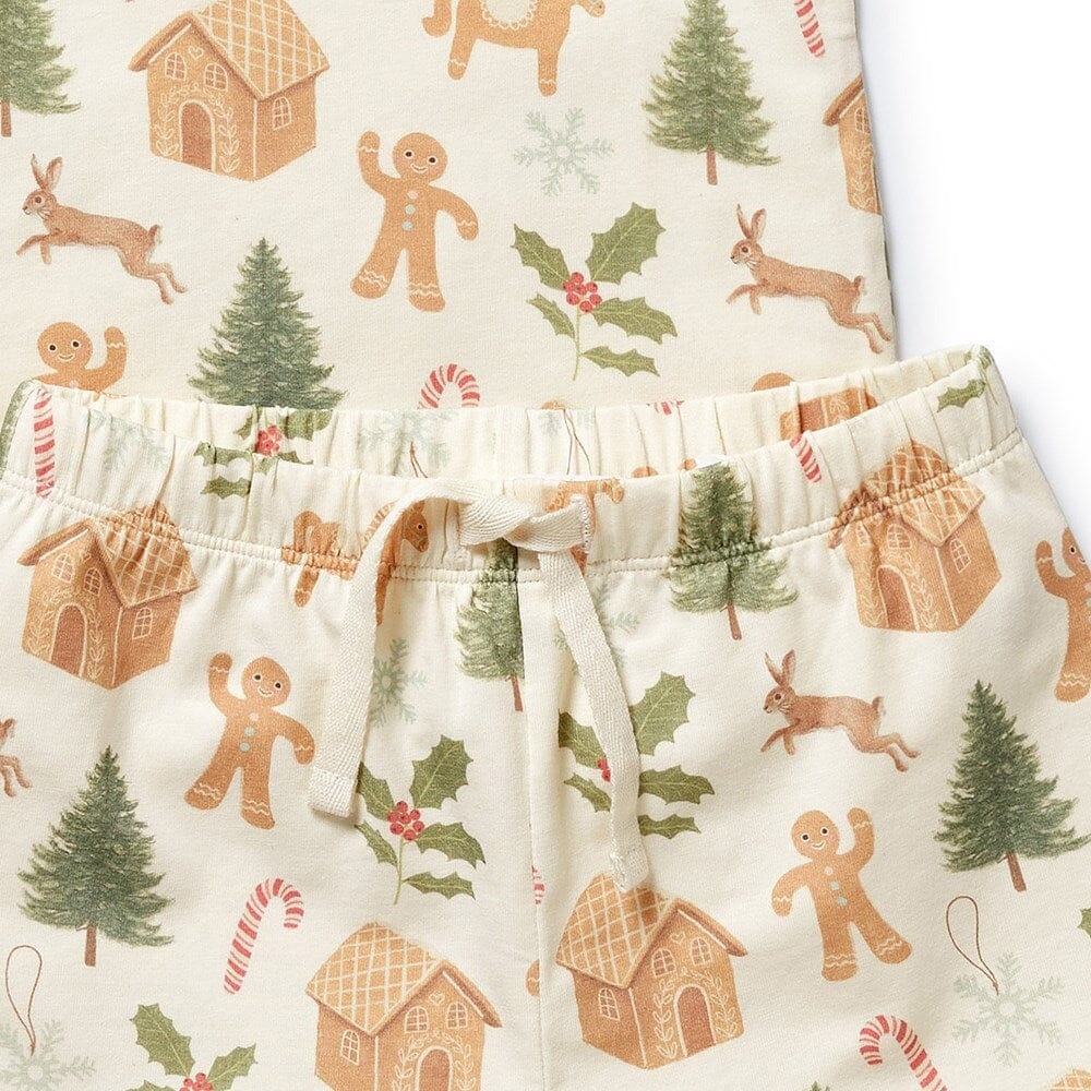 WILSON &amp; FRENCHY Organic Short Sleeved Pyjamas - Holly Jolly Magic Toddler Clothing - Zabecca Living