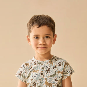 WILSON & FRENCHY Organic Short Sleeved Pyjamas - Mini Jungle Toddler Clothing - Zabecca Living