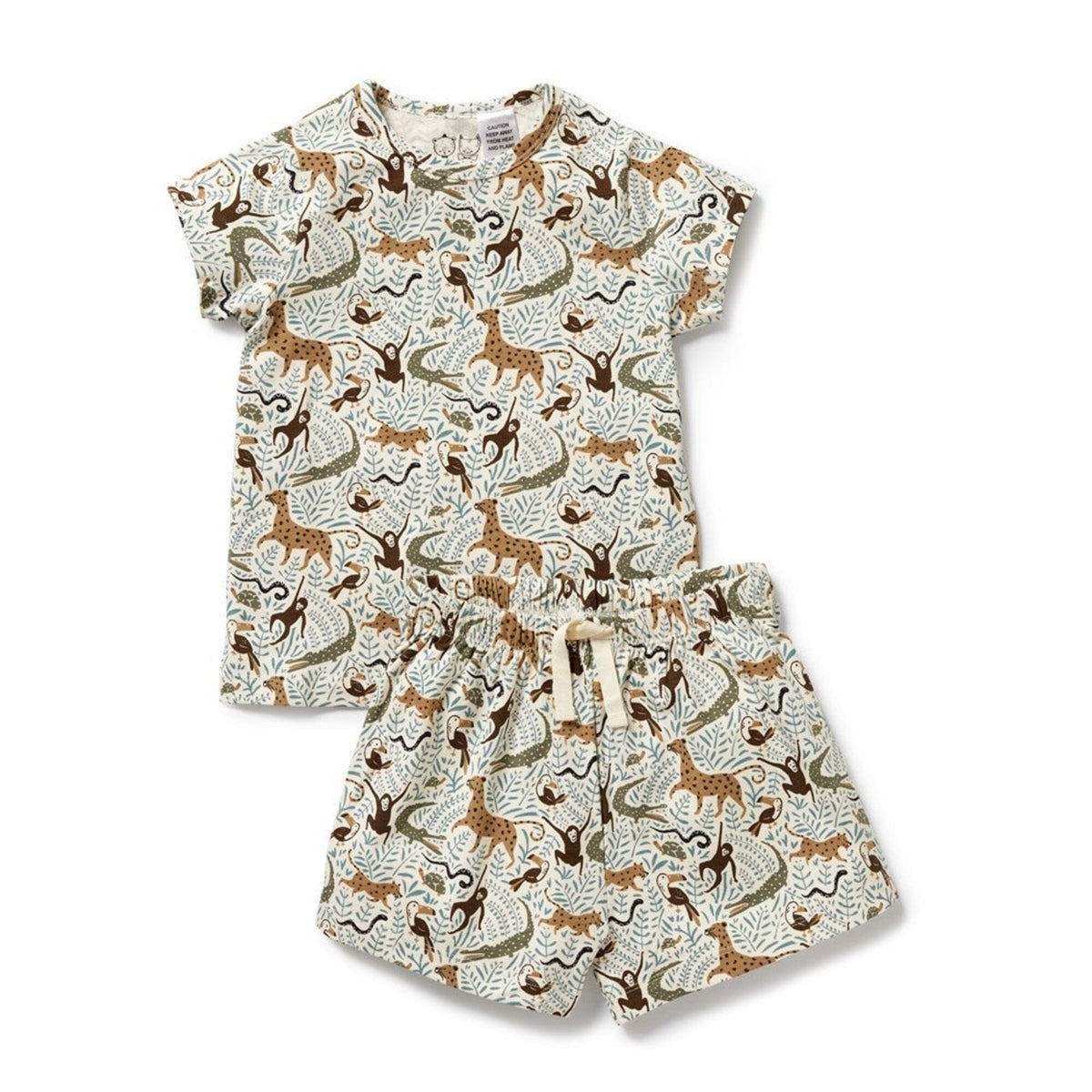 WILSON &amp; FRENCHY Organic Short Sleeved Pyjamas - Mini Jungle Toddler Clothing - Zabecca Living