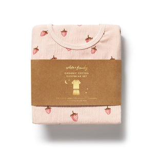 WILSON & FRENCHY Organic Short Sleeved Pyjamas - Strawberry Kisses Toddler Clothing - Zabecca Living