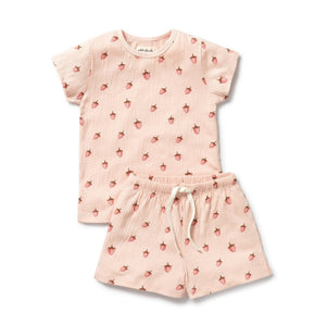 WILSON & FRENCHY Organic Short Sleeved Pyjamas - Strawberry Kisses Toddler Clothing - Zabecca Living