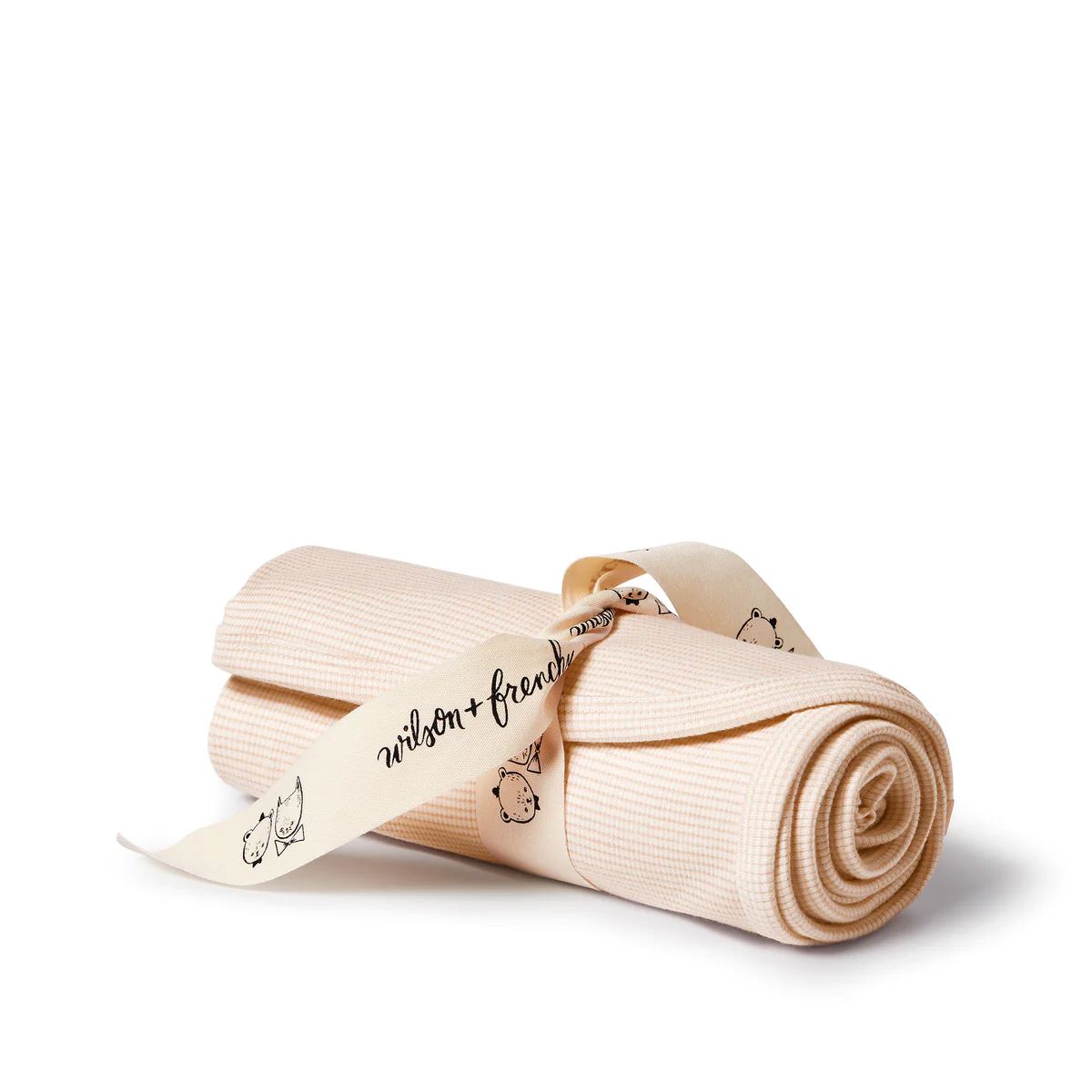 WILSON &amp; FRENCHY Organic Stripe Rib Bunny Rug - Cantaloupe BABY - Zabecca Living