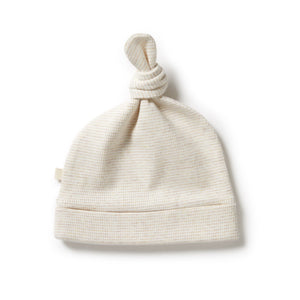 WILSON & FRENCHY Organic Stripe Rib Knot Hat - Oatmeal Baby Hat - Zabecca Living