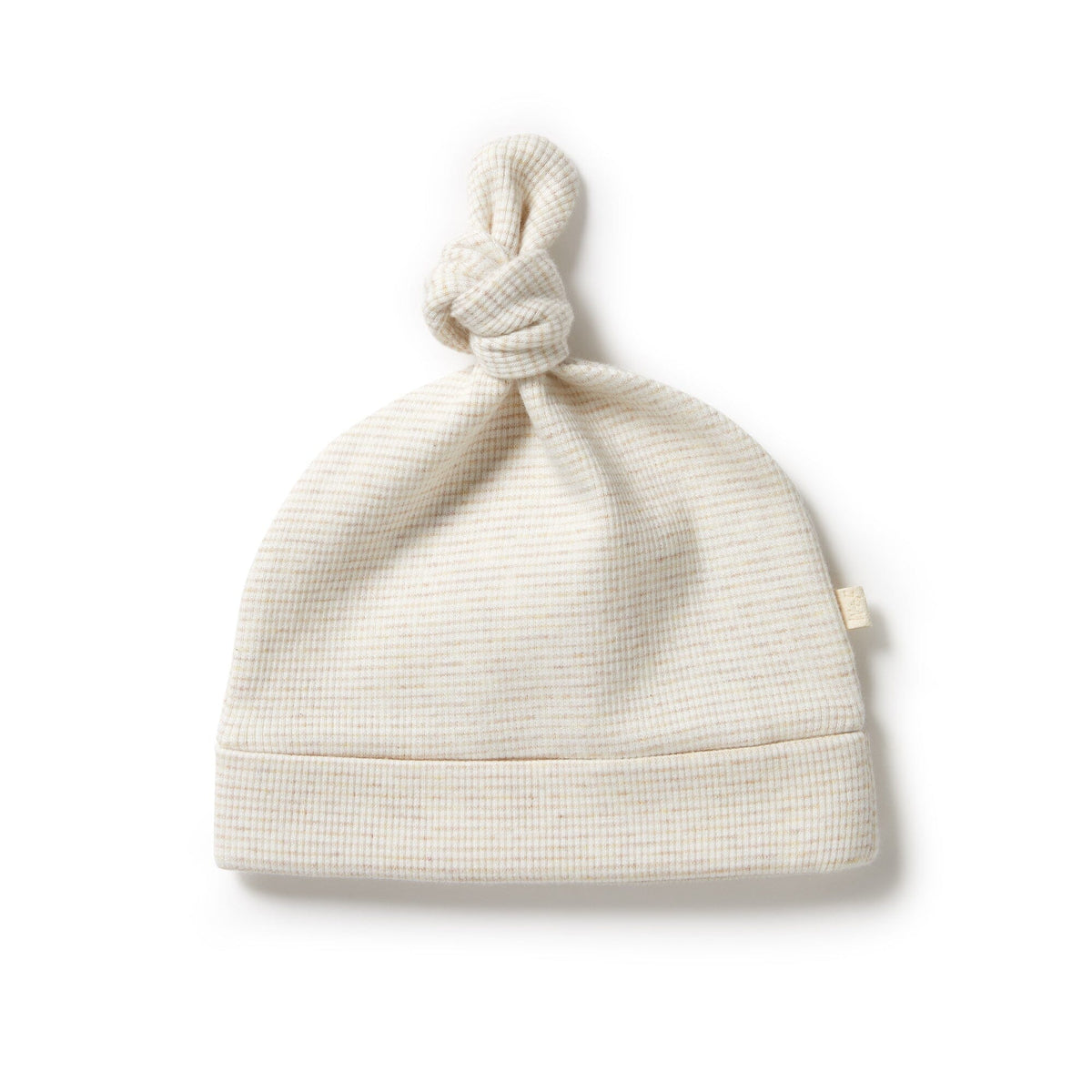WILSON & FRENCHY Organic Stripe Rib Knot Hat - Oatmeal Baby Hat - Zabecca Living