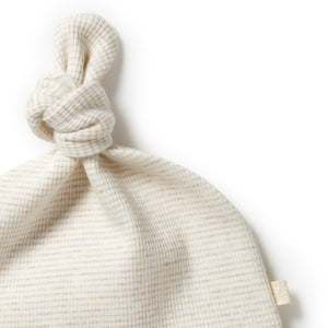 WILSON & FRENCHY Organic Stripe Rib Knot Hat - Oatmeal Baby Hat - Zabecca Living