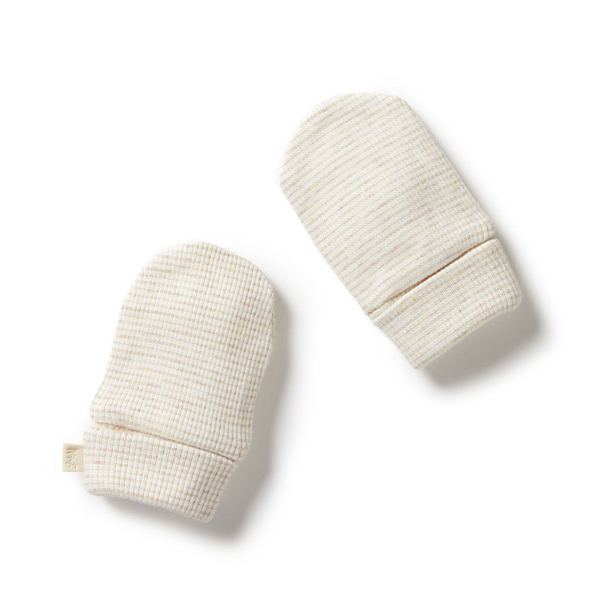 WILSON &amp; FRENCHY Organic Stripe Rib Mittens - Oatmeal Baby Mittens - Zabecca Living