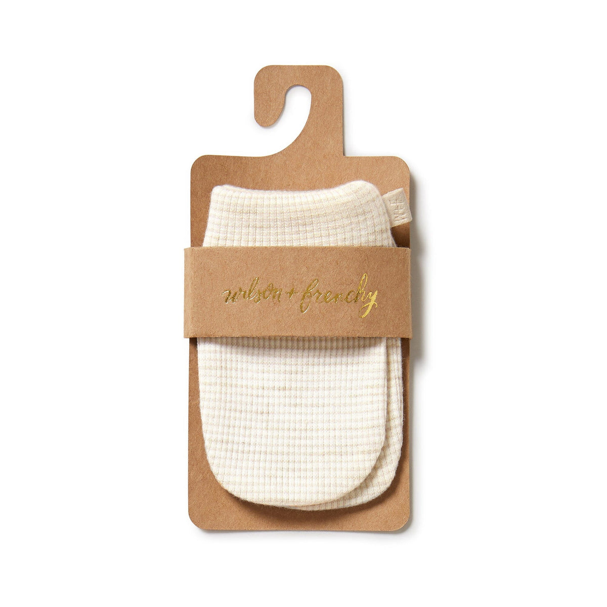 WILSON &amp; FRENCHY Organic Stripe Rib Mittens - Oatmeal Baby Mittens - Zabecca Living