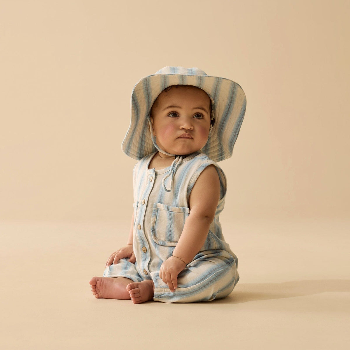 WILSON &amp; FRENCHY Organic Sun Hat - Deep Blue Stripe Toddler Clothing - Zabecca Living