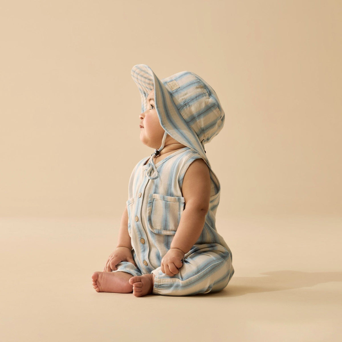 WILSON &amp; FRENCHY Organic Sun Hat - Deep Blue Stripe Toddler Clothing - Zabecca Living