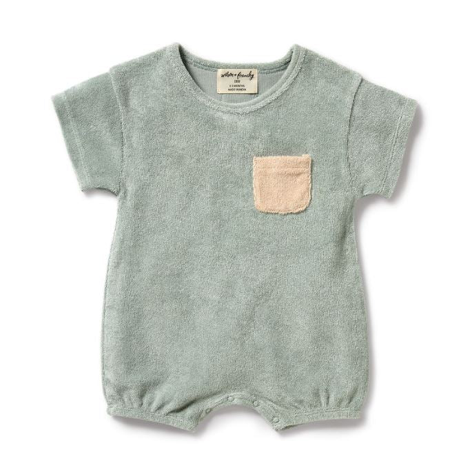 WILSON & FRENCHY Organic Terry Growsuit - Pistachio BABY CLOTHING - Zabecca Living