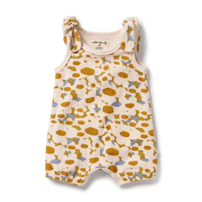 WILSON &amp; FRENCHY Organic Terry Playsuit - Flower Burst BABY CLOTHING - Zabecca Living