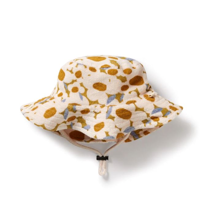 WILSON &amp; FRENCHY Organic Terry Sun Hat - Flower Burst KIDS HAT - Zabecca Living