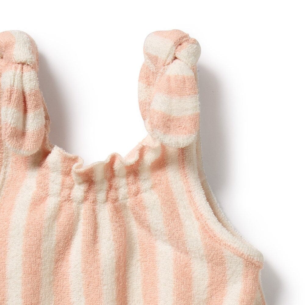 WILSON &amp; FRENCHY Organic Terry Tie Playsuit - Strawberry Wave Toddler Clothing - Zabecca Living