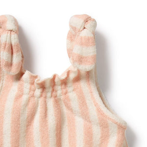 WILSON & FRENCHY Organic Terry Tie Playsuit - Strawberry Wave Toddler Clothing - Zabecca Living