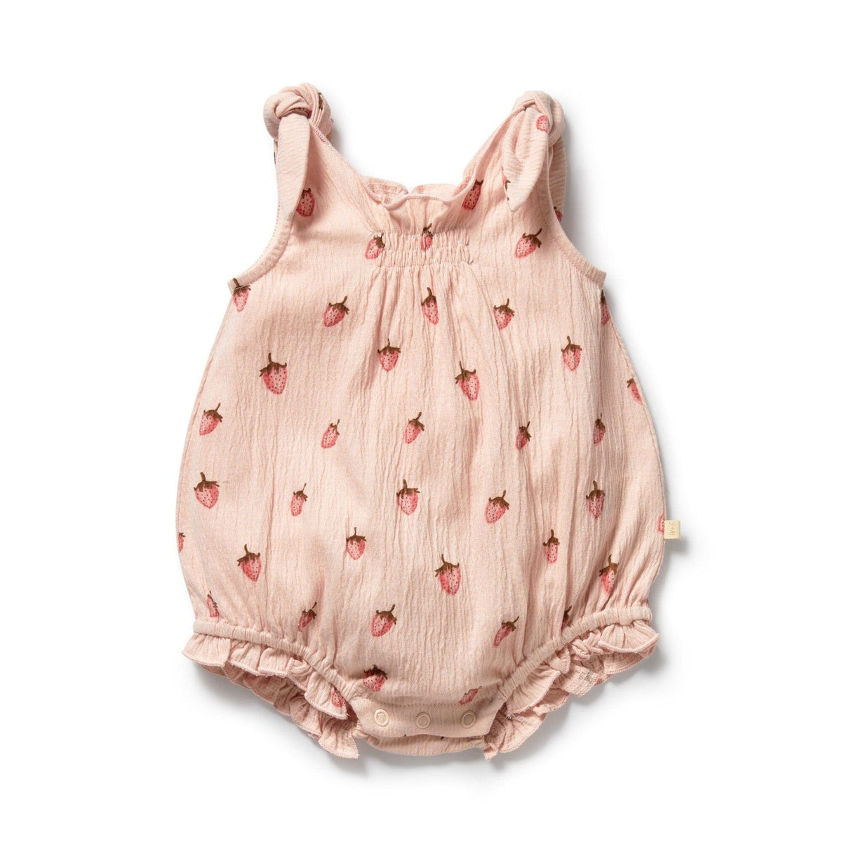 WILSON &amp; FRENCHY Organic Tie Playsuit - Strawberry Kisses Toddler Clothing - Zabecca Living