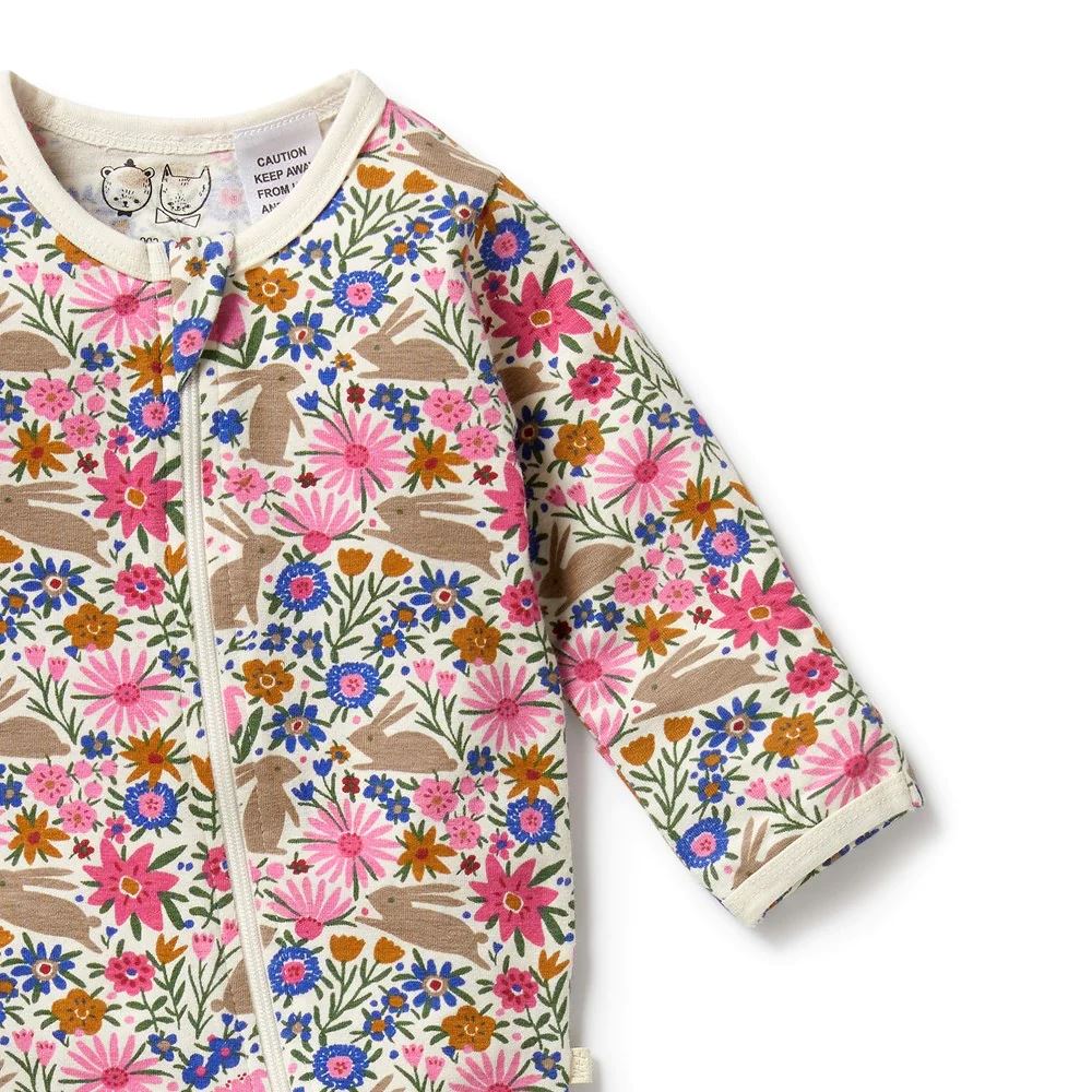 WILSON &amp; FRENCHY Organic Zipsuit with Feet - Bunny Hop BABY CLOTHING - Zabecca Living