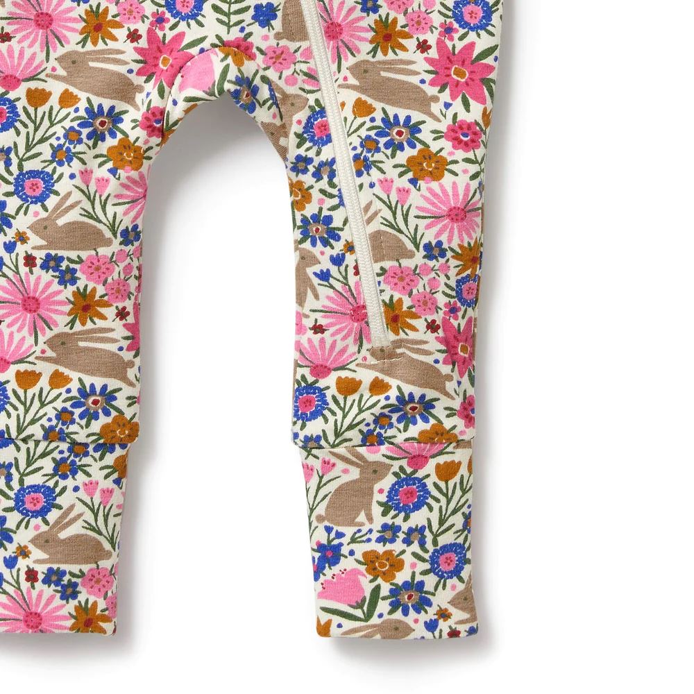 WILSON &amp; FRENCHY Organic Zipsuit with Feet - Bunny Hop BABY CLOTHING - Zabecca Living