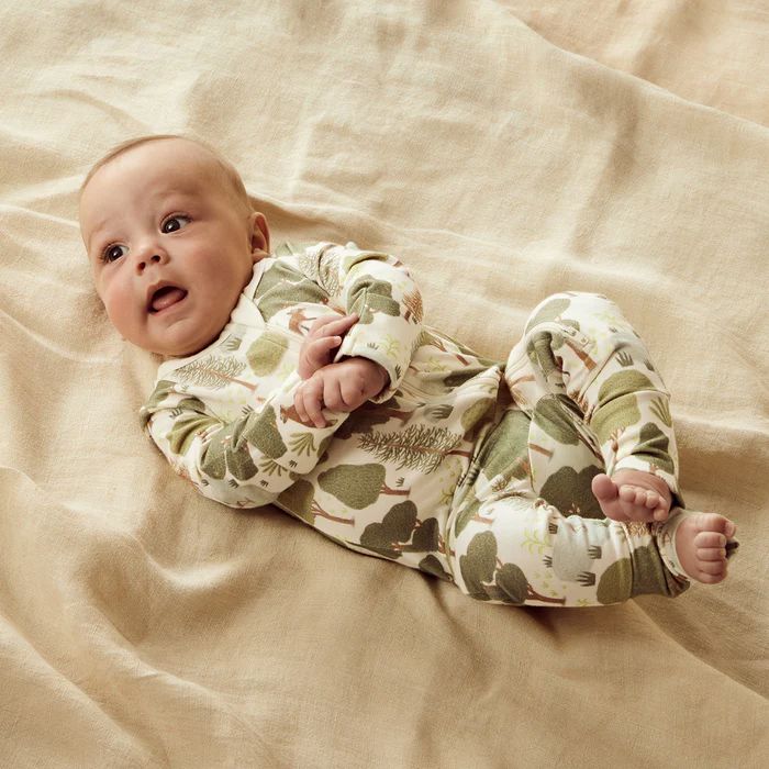 WILSON &amp; FRENCHY Organic Zipsuit with Feet - Little Trees BABY CLOTHING - Zabecca Living