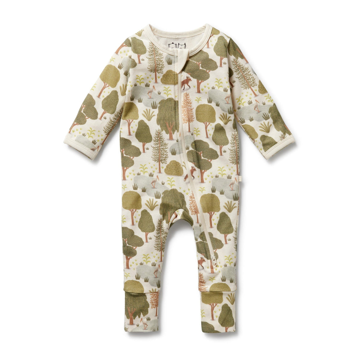WILSON &amp; FRENCHY Organic Zipsuit with Feet - Little Trees BABY CLOTHING - Zabecca Living